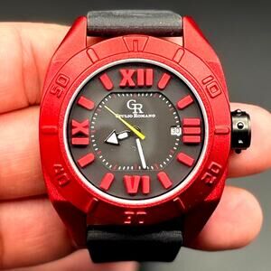 Giulio Romano Men’s Termoli GR-6000-17-004 Red Bezel Black Rubber Watch LNIB